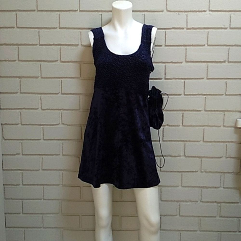 Frederick's Of Hollywood Blue Crushed Velvet & Matching Bag. Size Medium. NWOT